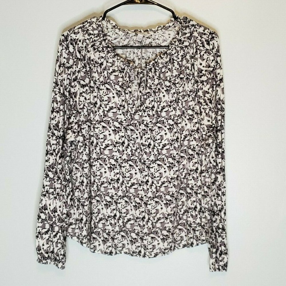Lucky Brand Womens Top Size XL Black Floral Boho L